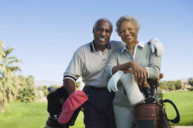 Couple smiling at Illini Country Club in Springfield IL