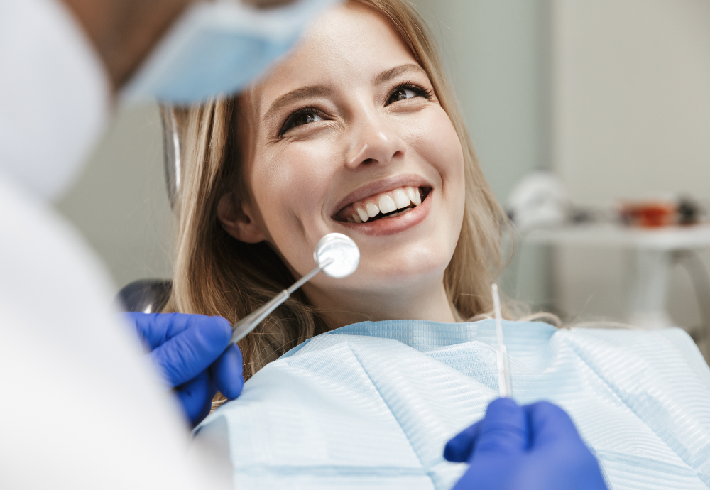 woman in a dental chair