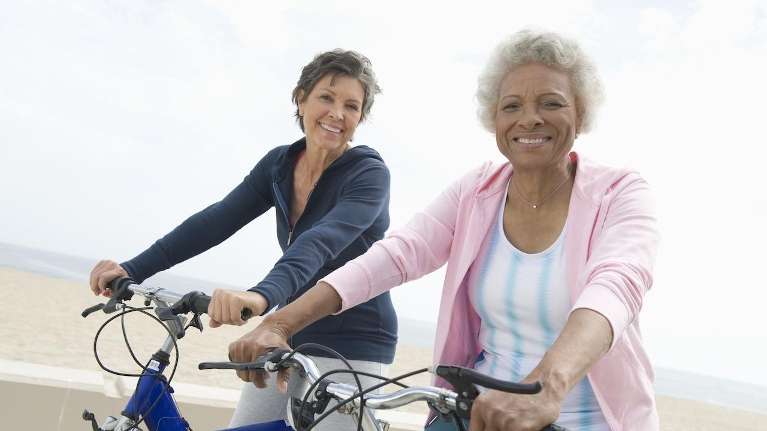 two women in a bicycle