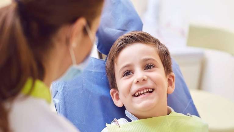 Child getting ready for dental care